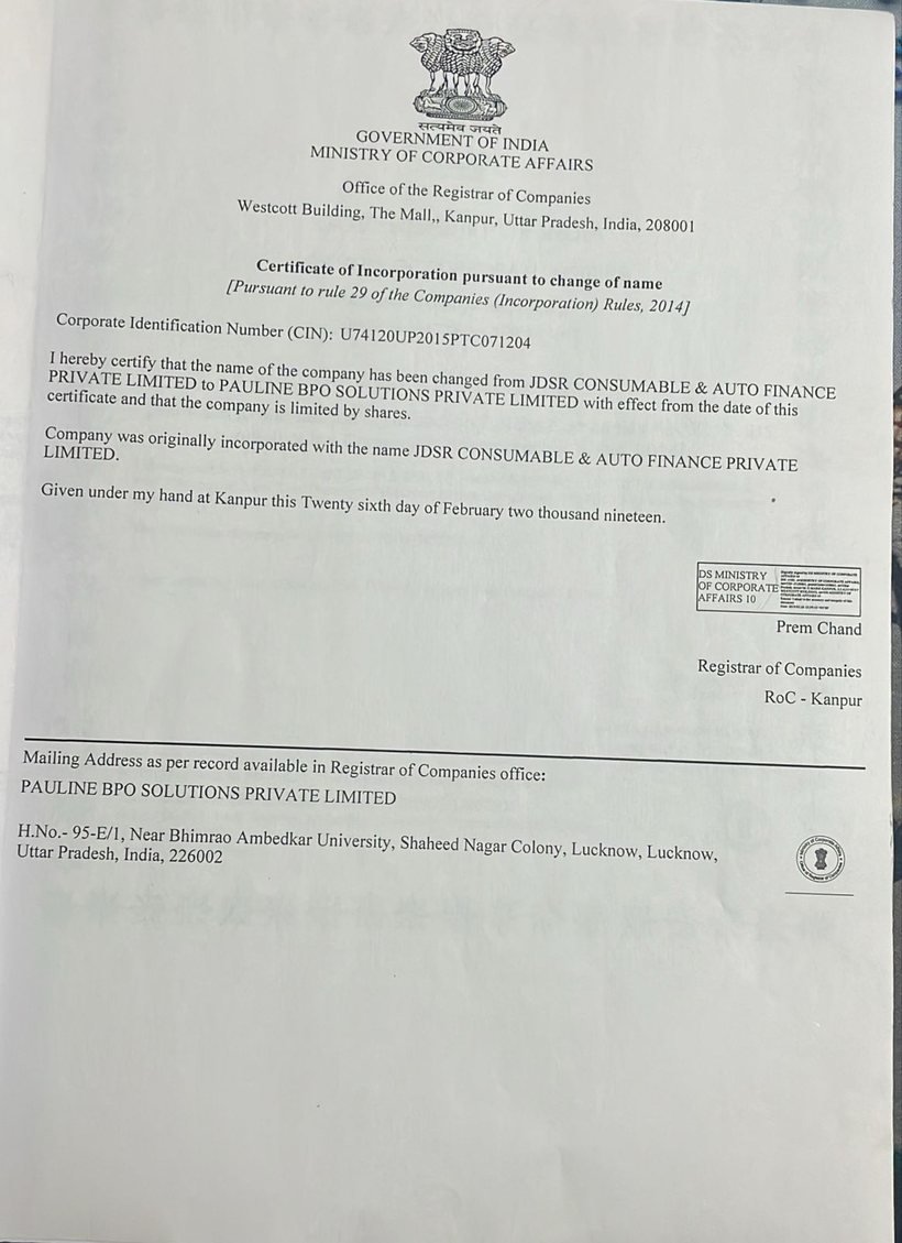 Certificate of Incorporation