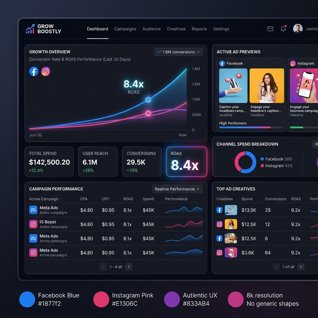 Google and Meta Advertising ROI and Ad Spend Dashboard